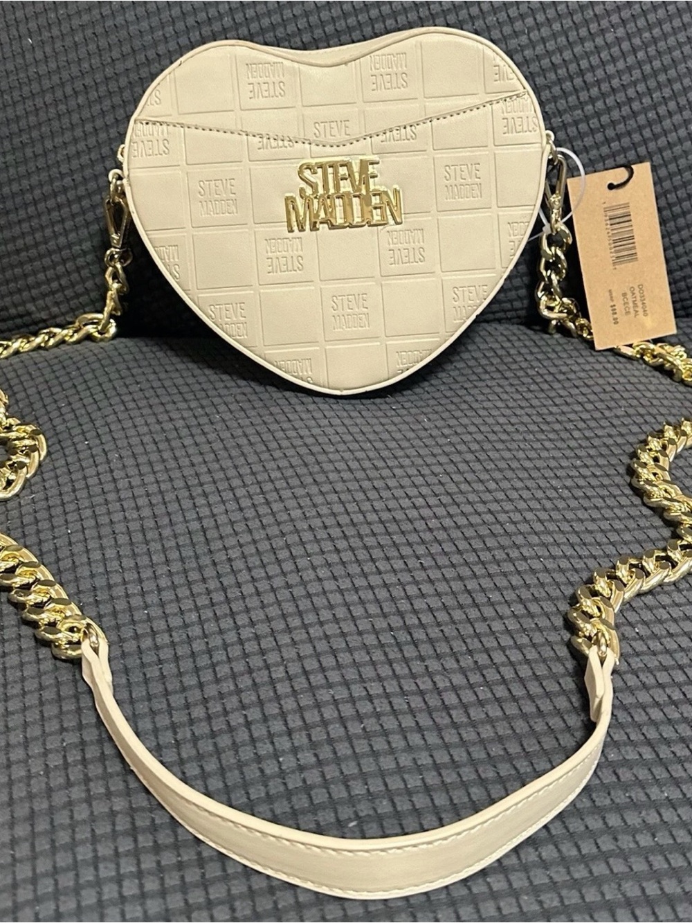 Steve Madden Cream Heart Crossbody with Gold Chain